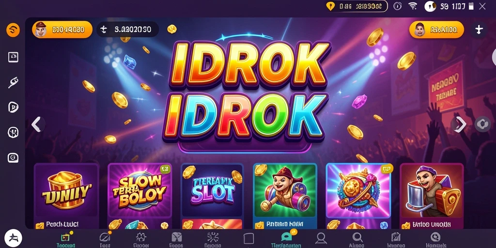 Screenshot gameplay IDROK menampilkan tema slot yang menarik dan fitur bonus aktif.